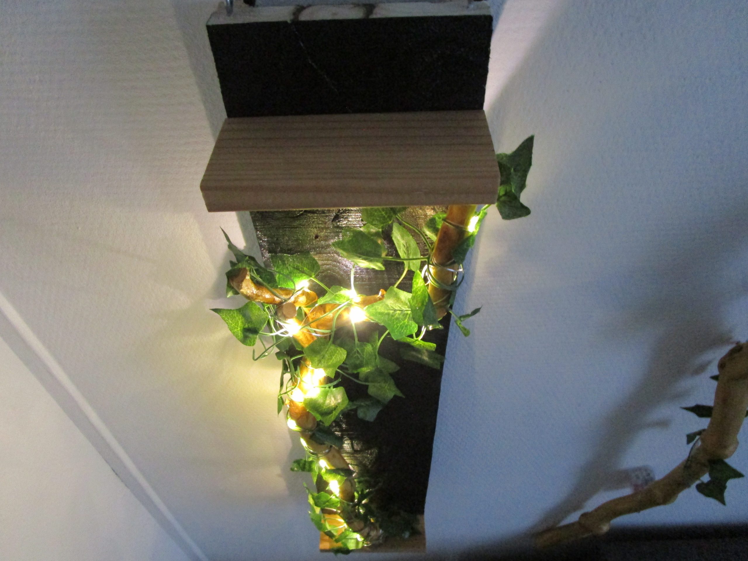"Découvrez cette création murale unique, un mariage subtil de design moderne et de touches naturelles. Une structure rectangulaire épurée, soulignée par des finitions en bois clair, sert de support à une guirlande lumineuse LED. Celle-ci, enlacée de feuilles artificielles, crée un contraste saisissant entre la sophistication de la forme et la douceur organique de la végétation. Cette pièce apportera une touche de lumière et de verdure à votre intérieur, tout en conservant une esthétique minimaliste et contemporaine."